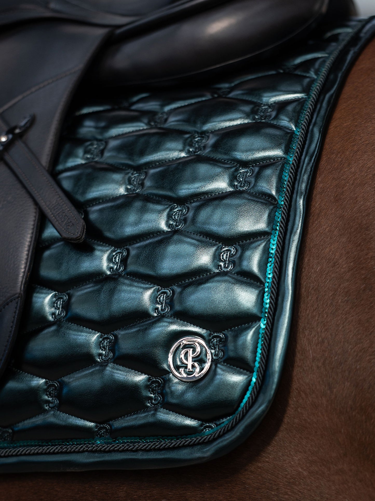 PS of Sweden - Holiday Dazzling Metallic Dressage Saddlepad - Mystique Green
