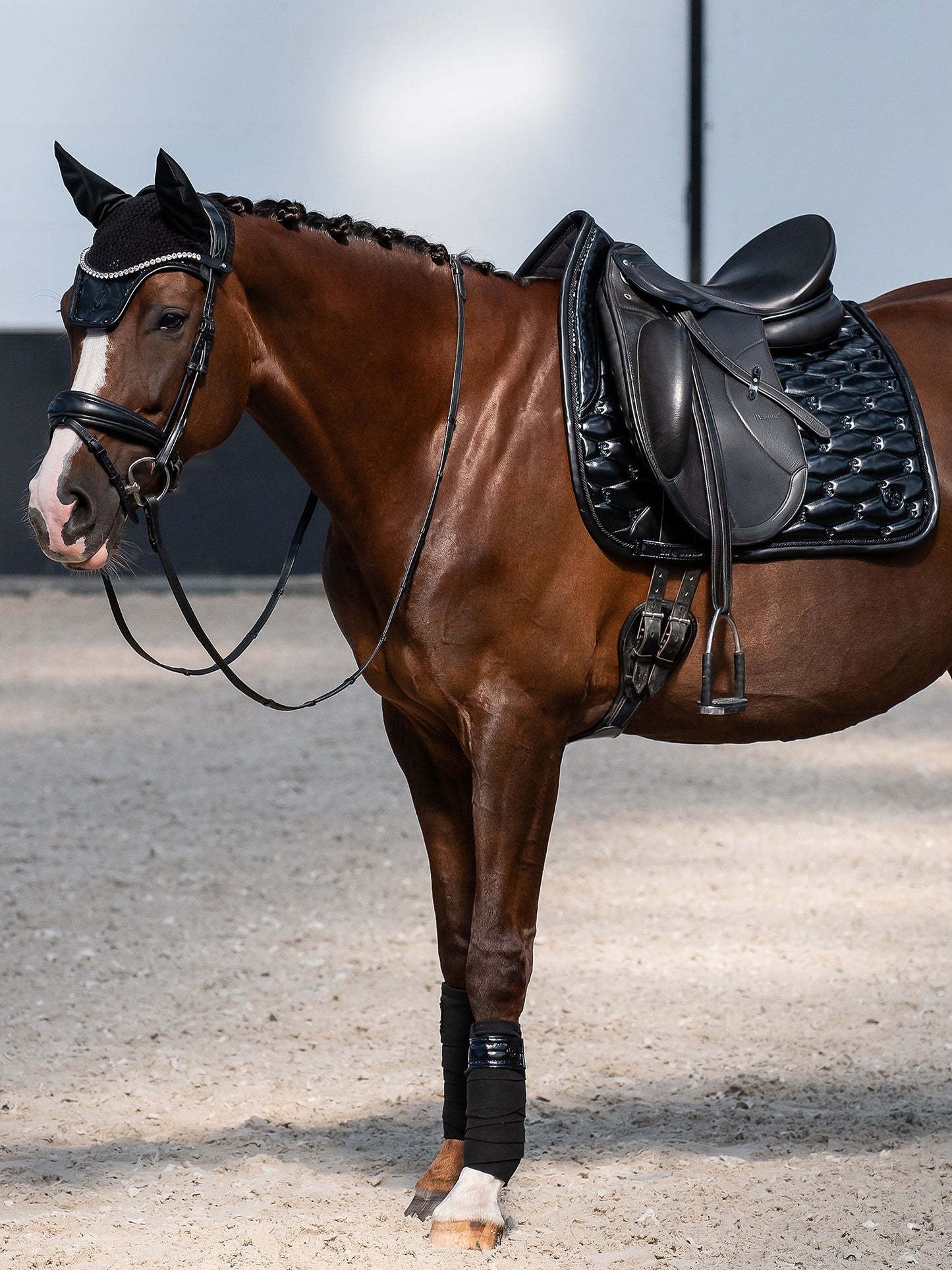 PS of Sweden - Holiday Dazzling Metallic Dressage Saddlepad & Polos Set - Black