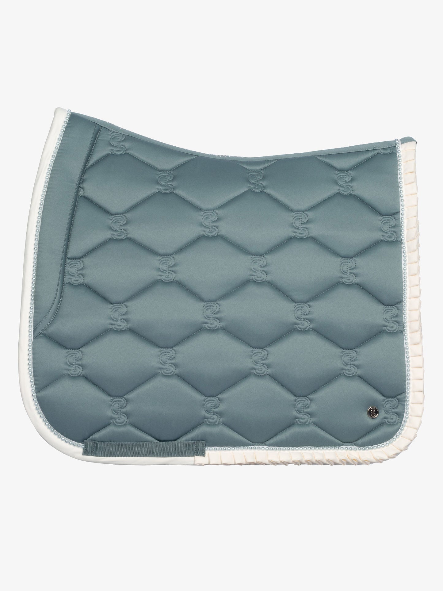 PS of Sweden -  Limited Edition Pearl Ruffle Dressage Saddlepad & Bandages Set - Storm Blue