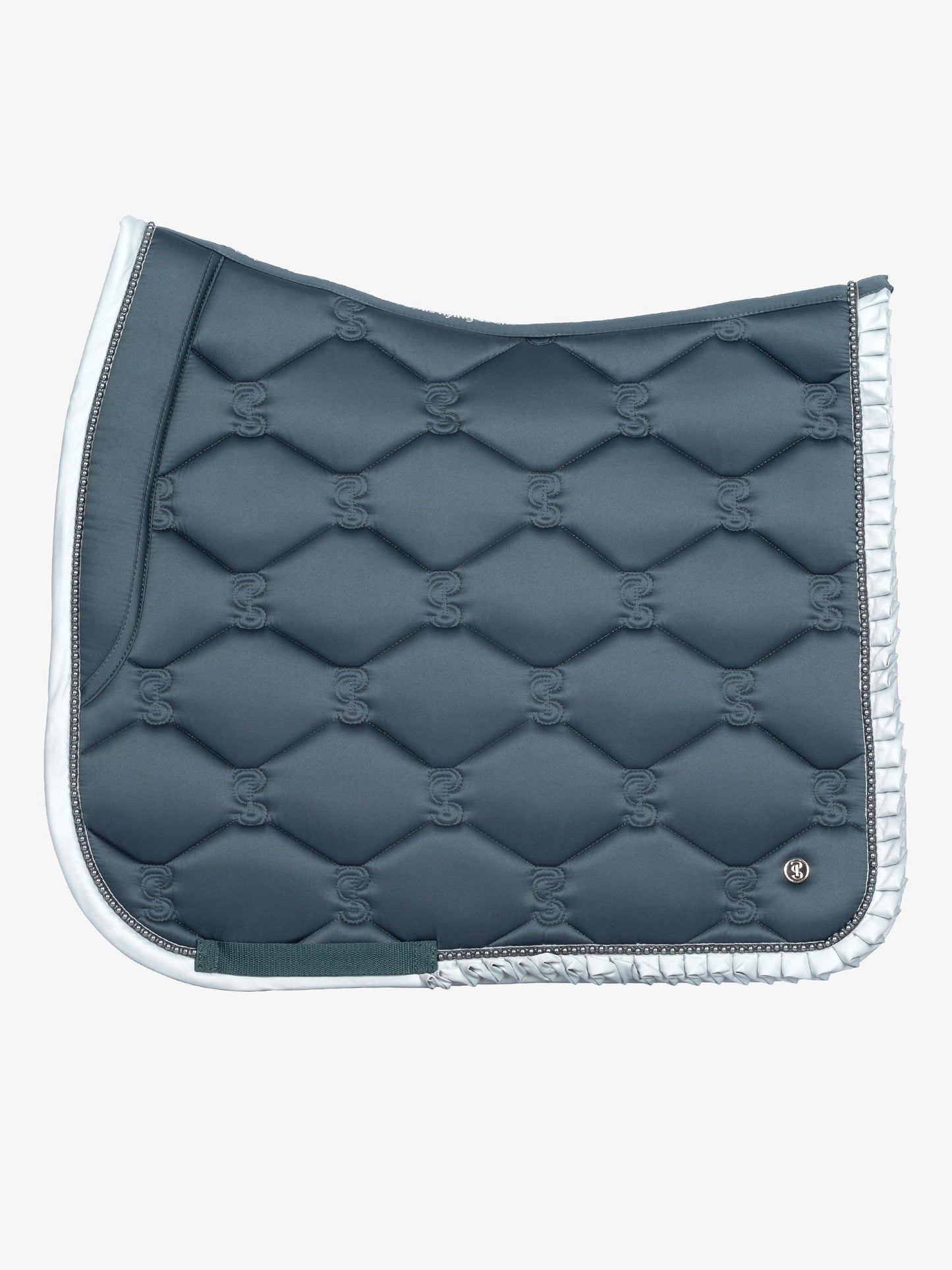 PS of Sweden - Limited Edition Pearl Ruffle Dressage Saddlepad & Bandages Set - Steel Blue