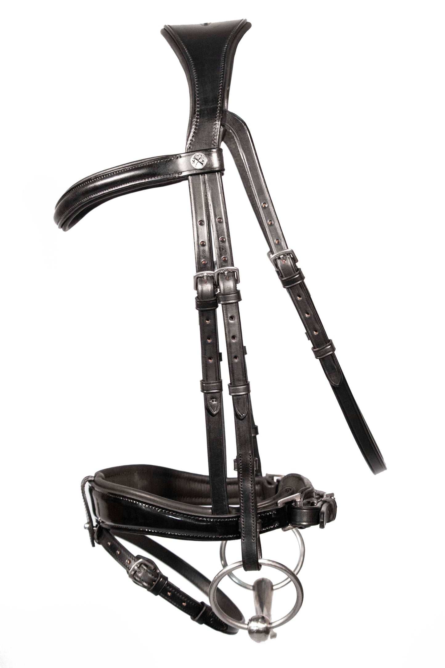 Henry James Saddlery - Deluxe Patent Dressage Bridle - Black Leather
