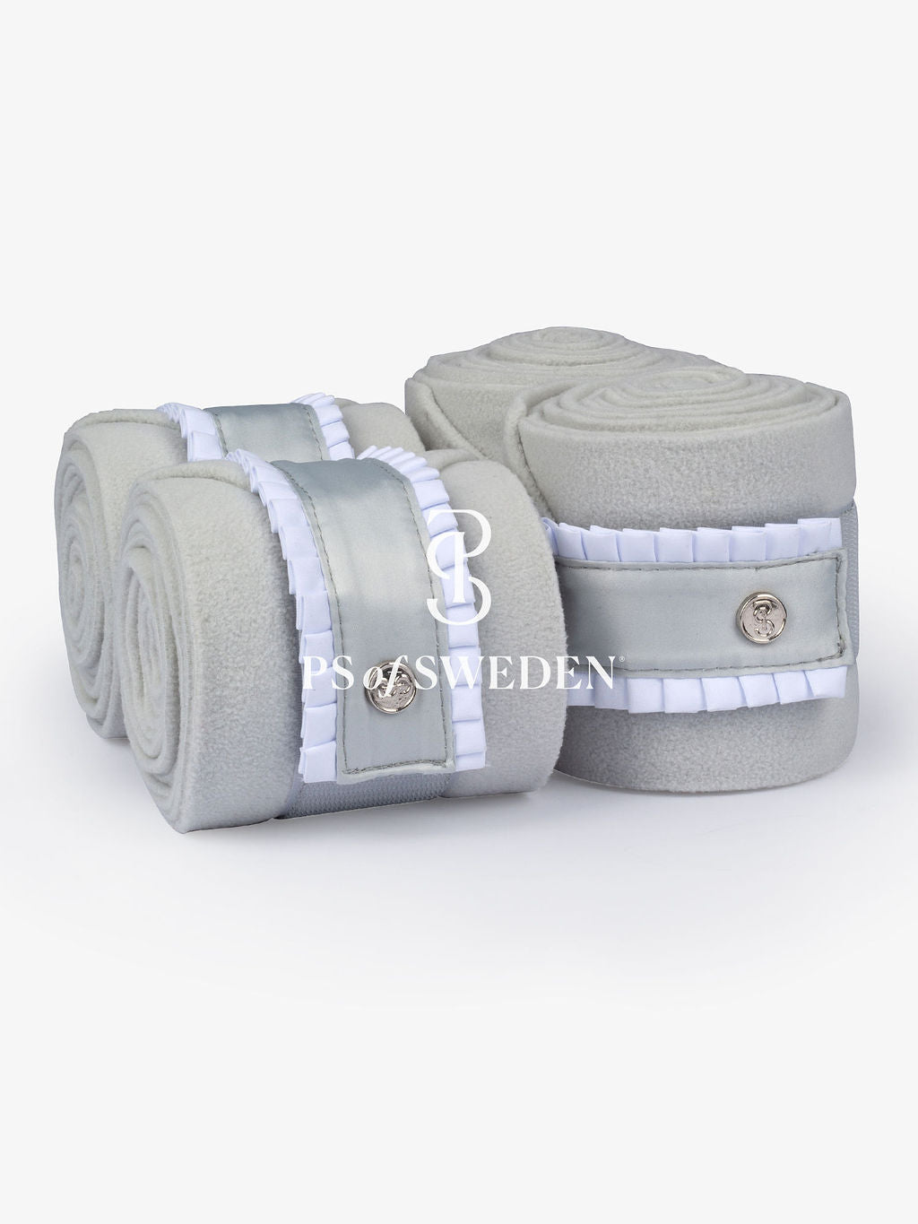PS of Sweden -  Limited Edition Pearl Ruffle Dressage Saddlepad & Bandages Set - Ice Grey