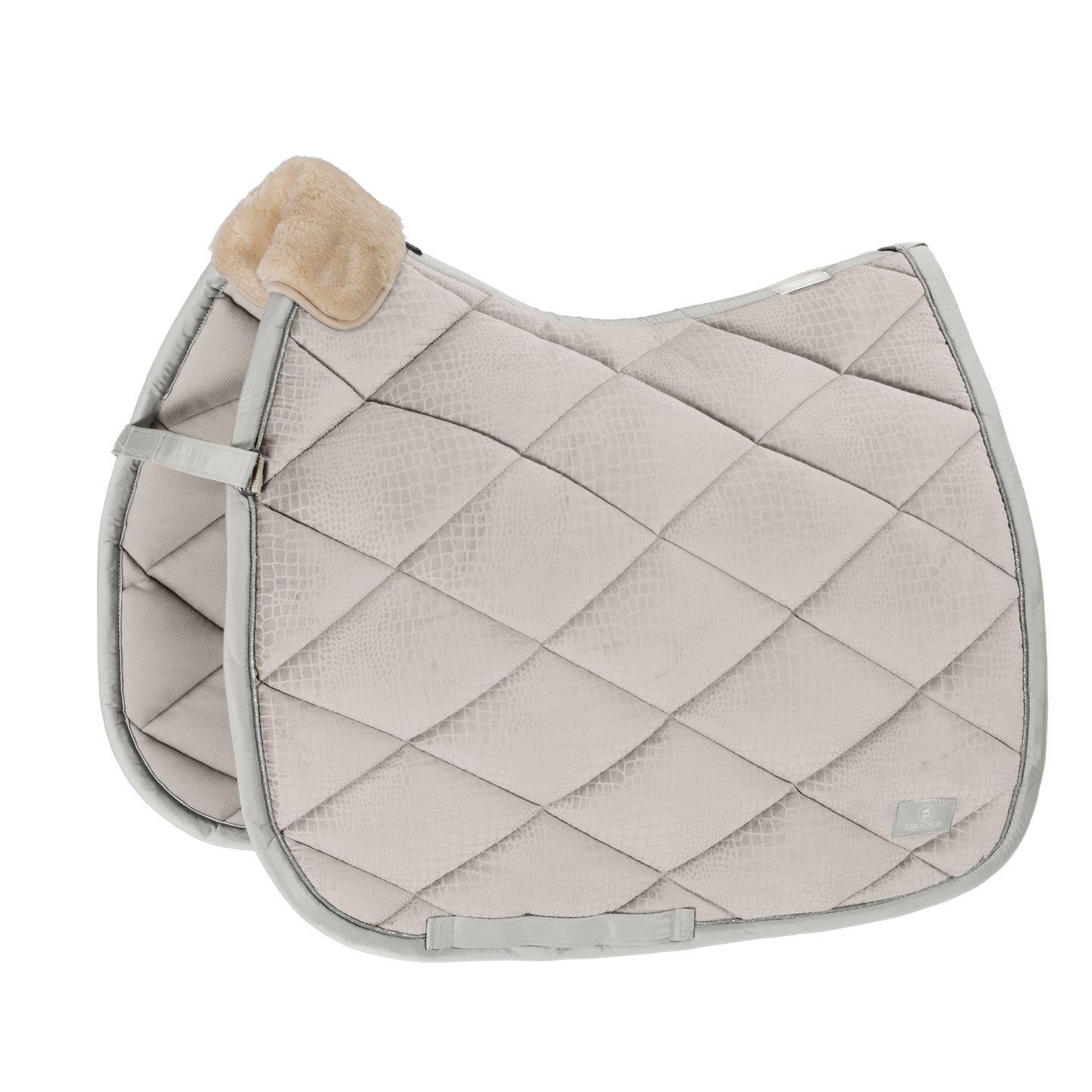 Eskadron Platinum - Croco Velvet Dressage Saddlepad - Pearl Grey